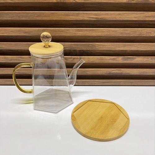🫖 Théière en Verre Borosilicate avec Couvercle en Bois