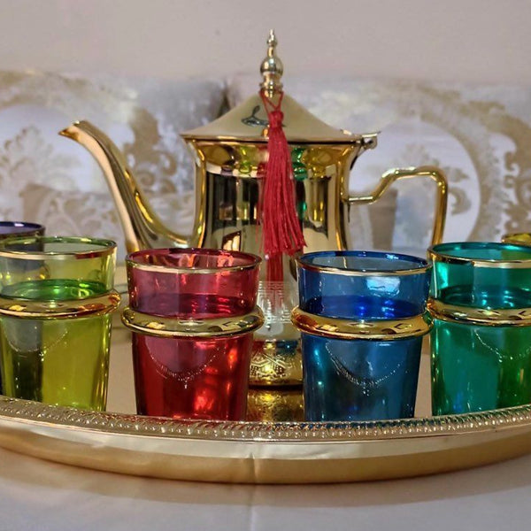 🥂 Set de 12 Verres Colorés avec Finition Dorée